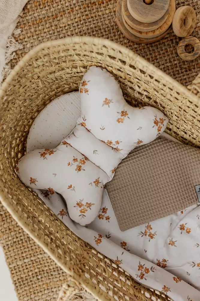 posciel do wózka little brown flowers wafel orzechowy 1.webp